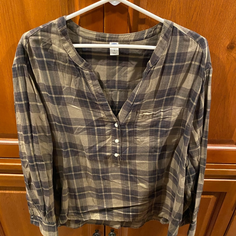 Plaid Button-Up Shirt